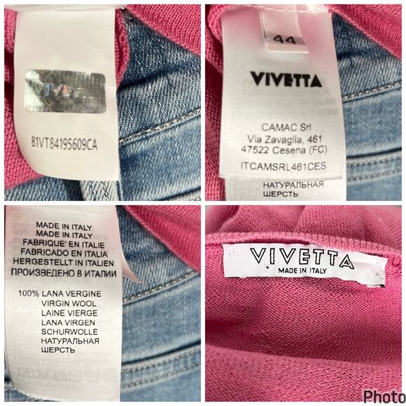 VIVETTA Yamada Pink Wool Crewneck Casual Sweater w/ Matching Gloves - Picture 11 of 12